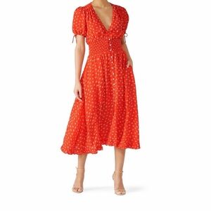 Cleobella Red Floral Midi Dress